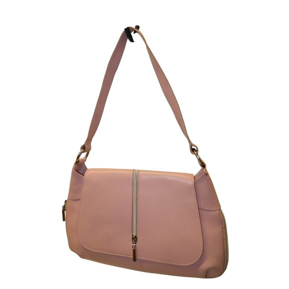 Wilsons Leather Light Pale Pink Leather Shoulder Bag W Zip Pockets Zip To Widen - Picture 1 of 12